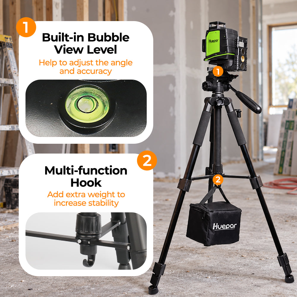 Huepar TPD14 - 143CM/4.69Ft Tripod Adjustable