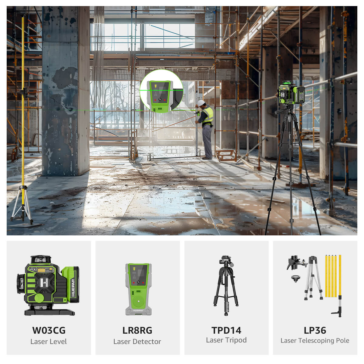 Lot Niveau Laser Huepar Z03CG 3d vert bluetooth 2 battery 2 supports Lot Niveau Laser Huepar Z03CG 3d vert bluetooth 2 battery 2 supports