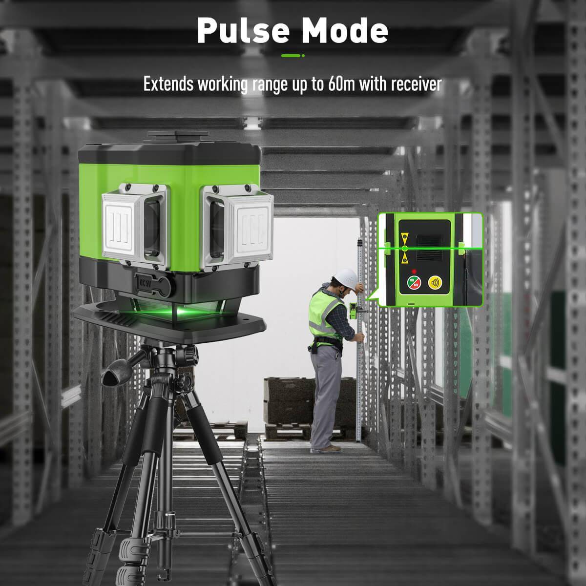 Huepar 503DG - 3x360 Green Beam Self-leveling Cross Line with Hard Carry Case - HUEPAR UK