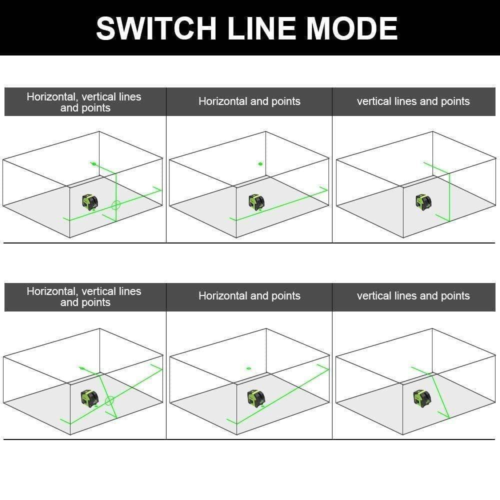 Huepar 8211G - Professional Green Cross Line Laser Level with 2 Plumb Dots - HUEPAR UK