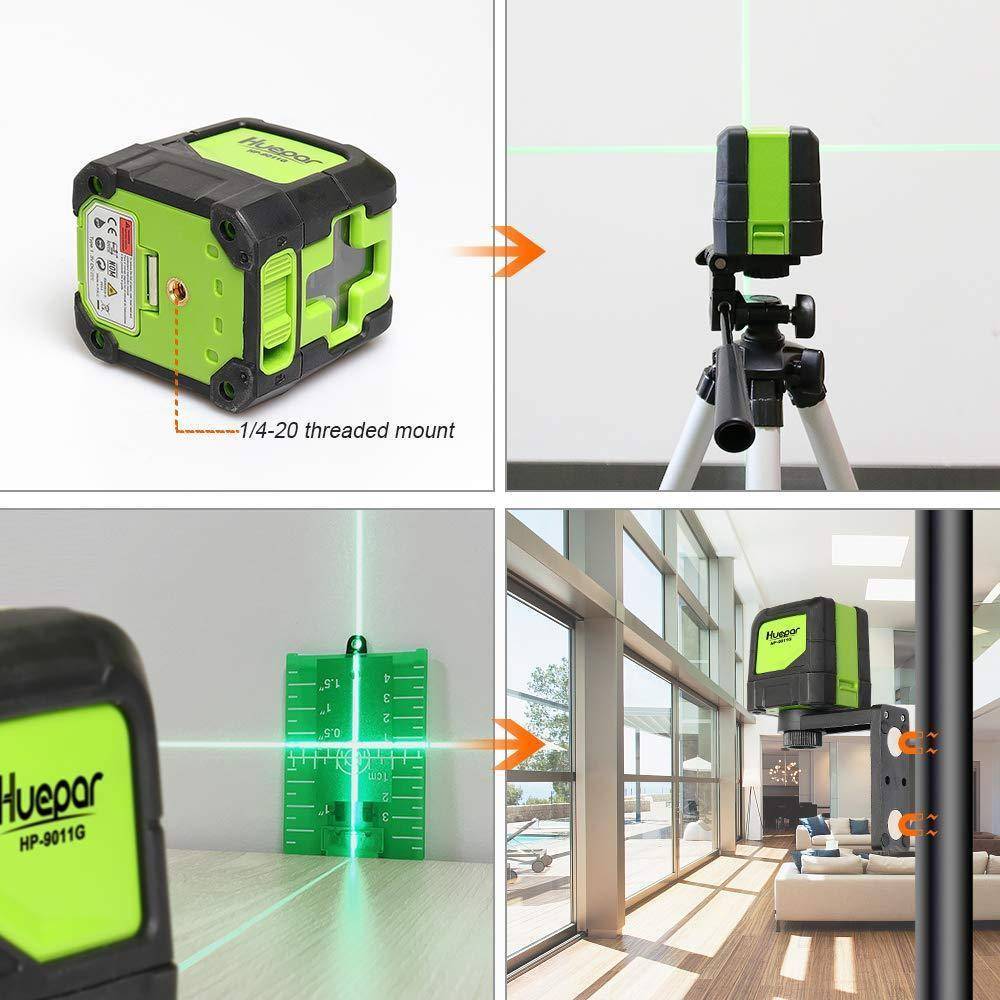 Huepar 9011G - DIY Self-Leveling Green Beam Cross Line Laser with 360° Magnetic Pivoting Base - HUEPAR UK