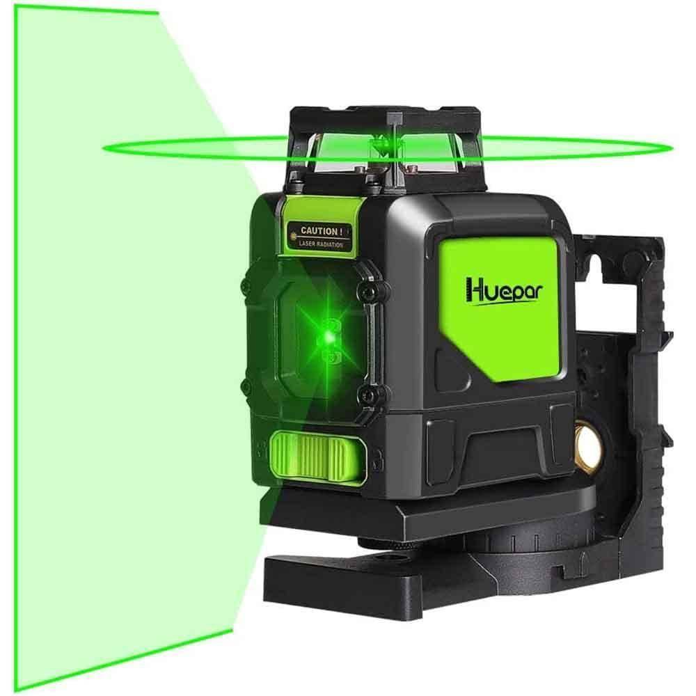 Huepar 901CG - 360 Green Beam Cross Line Self-Leveling Laser Level with Magnetic Pivoting Base - HUEPAR UK