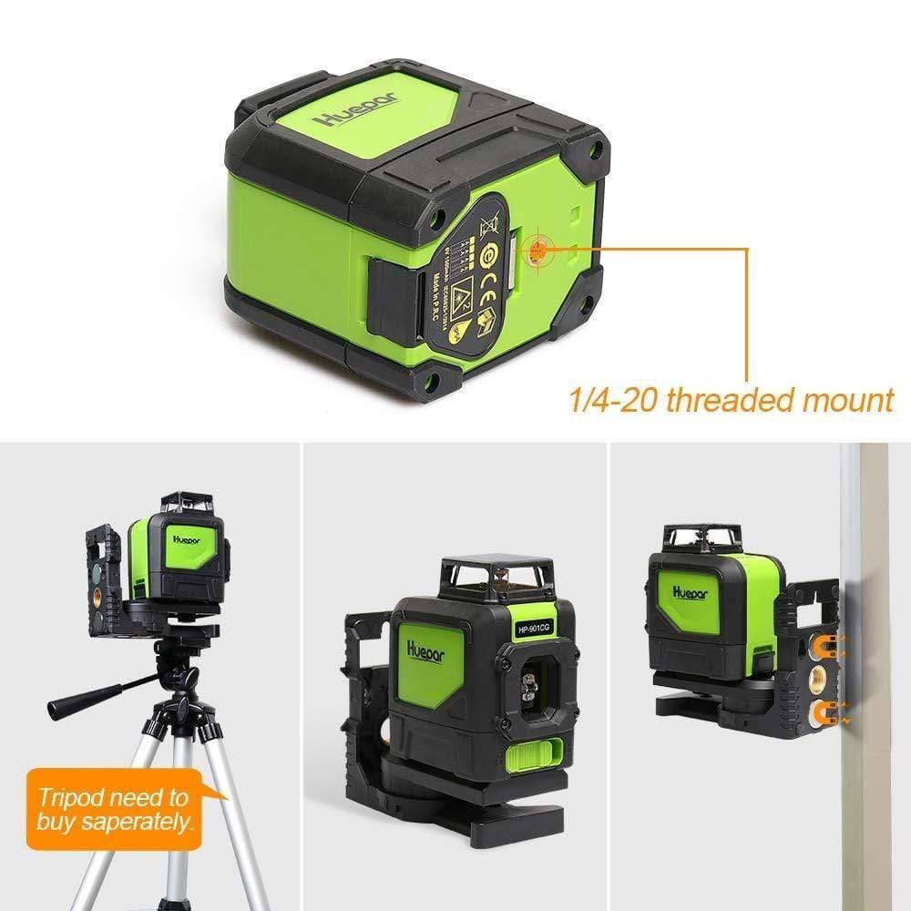 Huepar 901CG - 360 Green Beam Cross Line Self-Leveling Laser Level with Magnetic Pivoting Base - HUEPAR UK