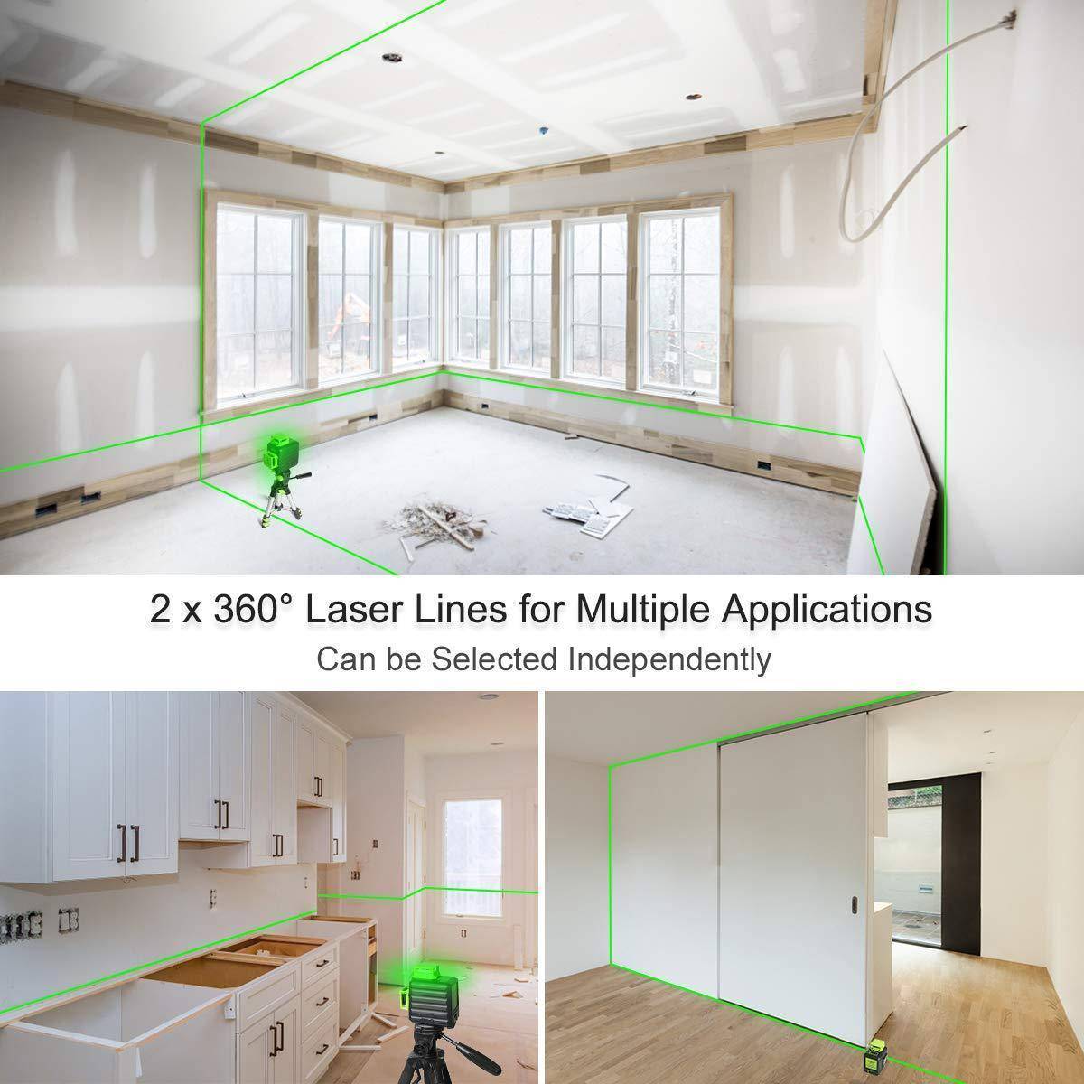 Huepar B02CG - 360° Green Beam Dual Plane Leveling and Alignment Cross Line Self-leveling Laser Level - HUEPAR UK