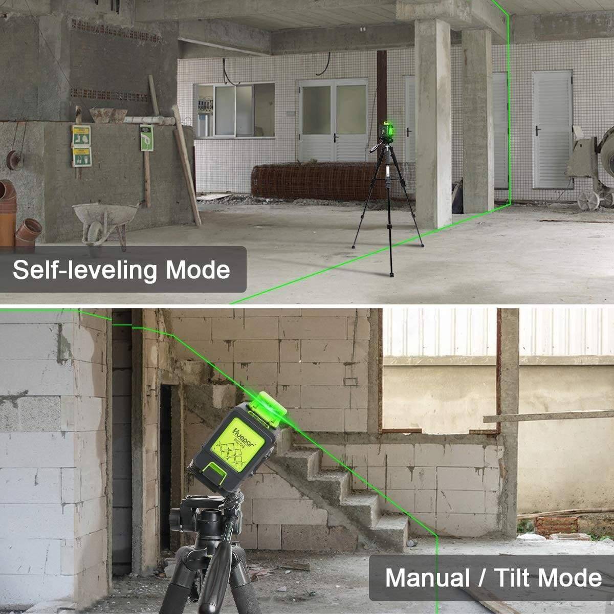 Huepar B02CG - 360° Green Beam Dual Plane Leveling and Alignment Cross Line Self-leveling Laser Level - HUEPAR UK