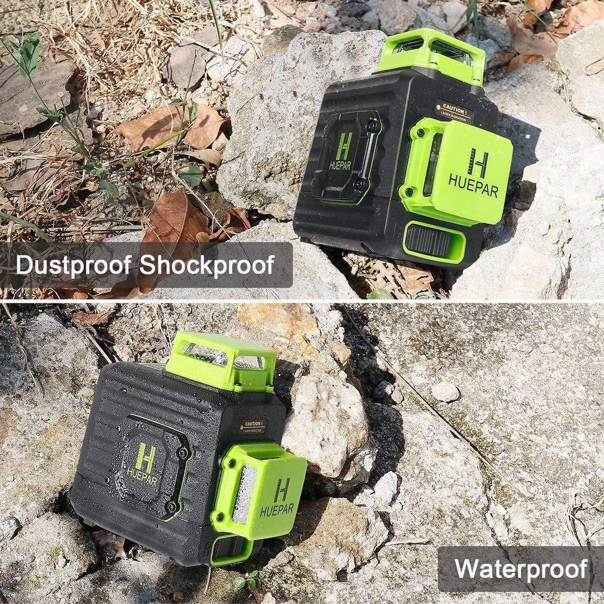 Huepar B02CG - 360° Green Beam Dual Plane Leveling and Alignment Cross Line Self-leveling Laser Level - HUEPAR UK