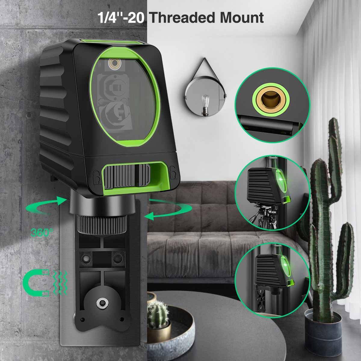 Huepar BOX1G - 45m Outdoor Green Cross Line Self-leveling Laser Level with Vertical Beam Spread Covers of 150° - HUEPAR UK