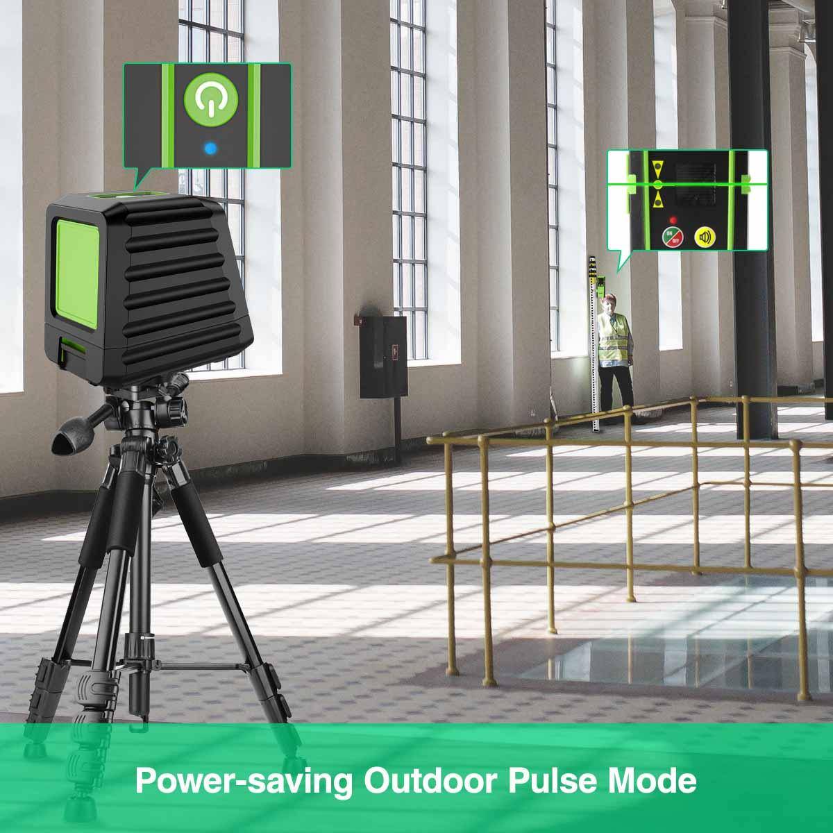 Huepar BOX1G - 45m Outdoor Green Cross Line Self-leveling Laser Level with Vertical Beam Spread Covers of 150° - HUEPAR UK