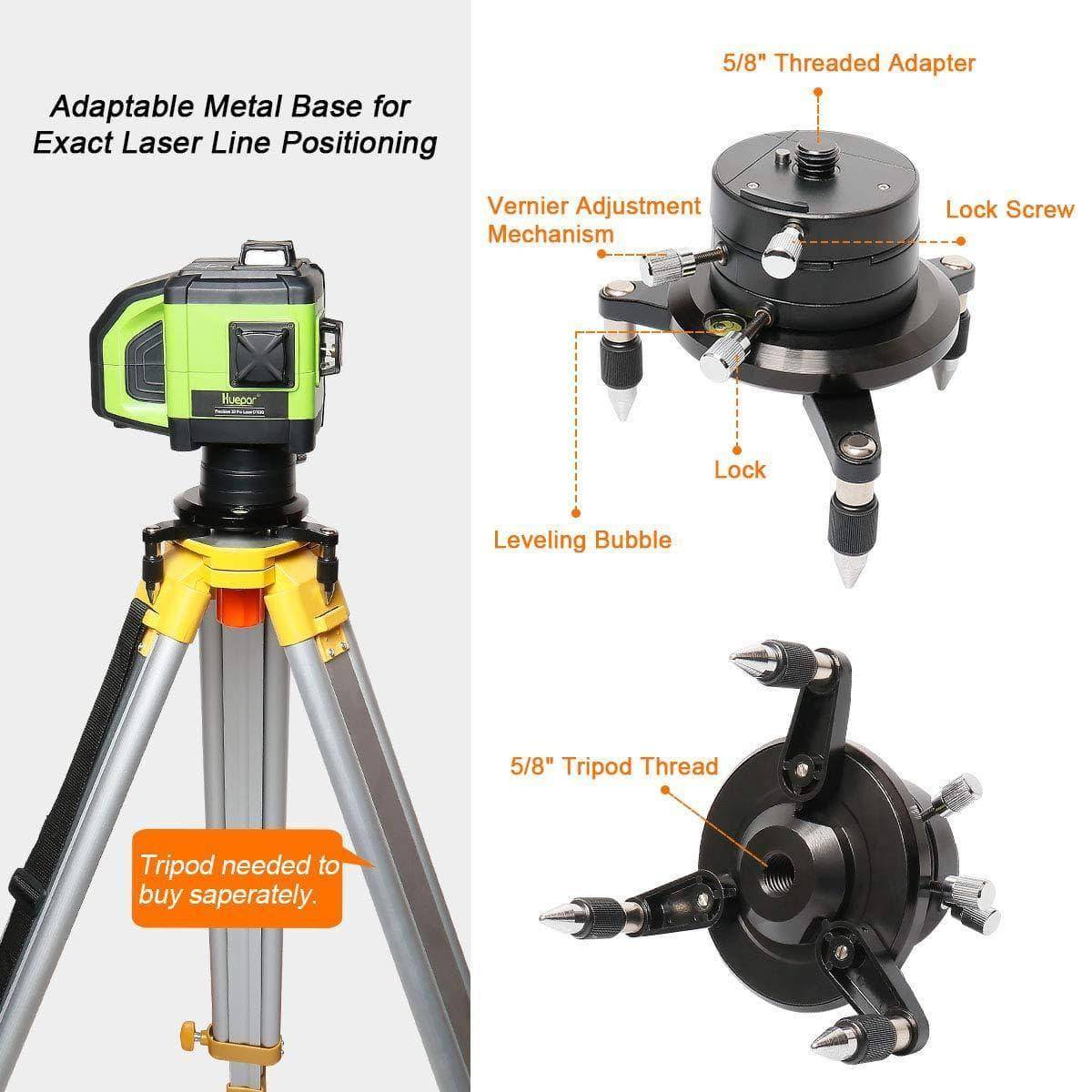 Huepar DT03CG+ 3x360° Dual Slope Function Cross Line Self-Leveling 3D Green Beam Laser Level with Receiver - HUEPAR UK