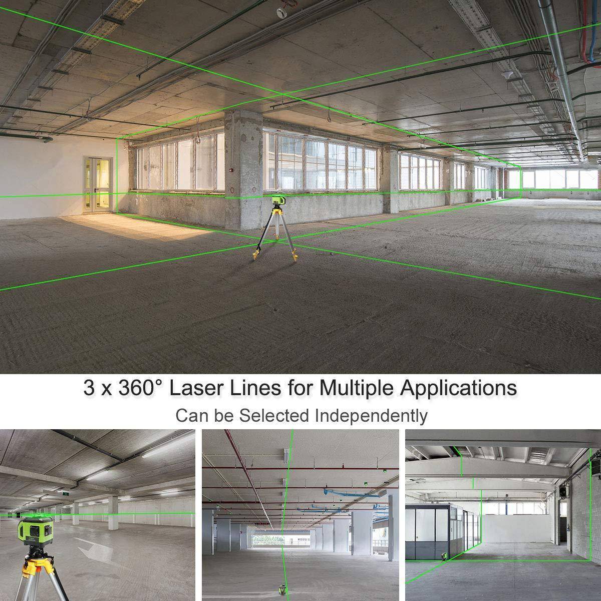 Huepar DT03CG+ 3x360° Dual Slope Function Cross Line Self-Leveling 3D Green Beam Laser Level with Receiver - HUEPAR UK