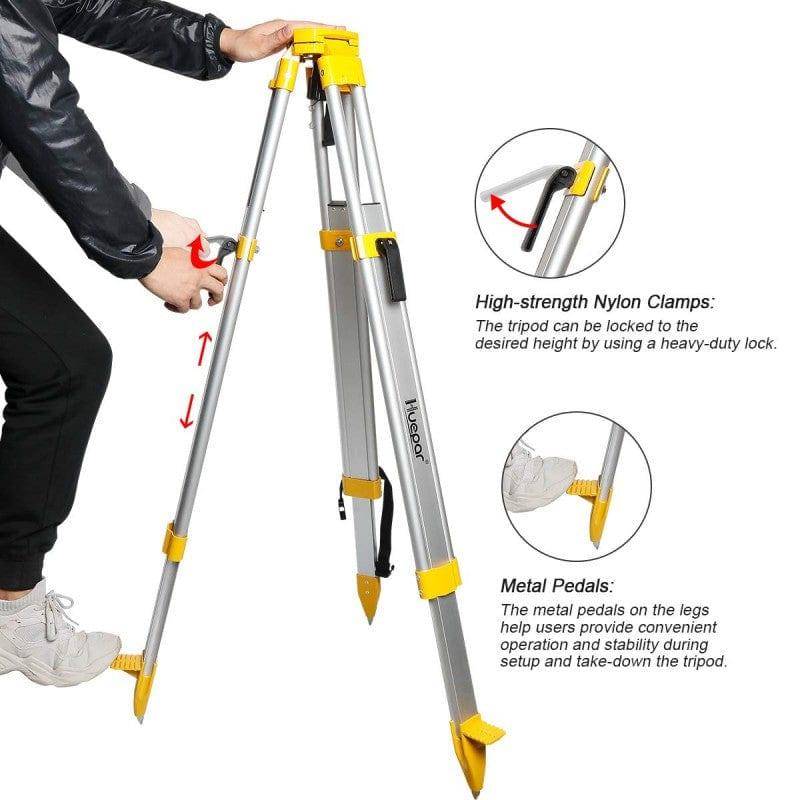 Huepar M3Y - Aluminum Flat Head Heavy Duty Tripod 1.65m / 65" with 5/8"-11 Male Thread - HUEPAR UK