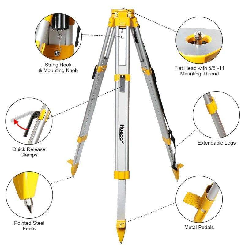 Huepar M3Y - Aluminum Flat Head Heavy Duty Tripod 1.65m / 65" with 5/8"-11 Male Thread - HUEPAR UK