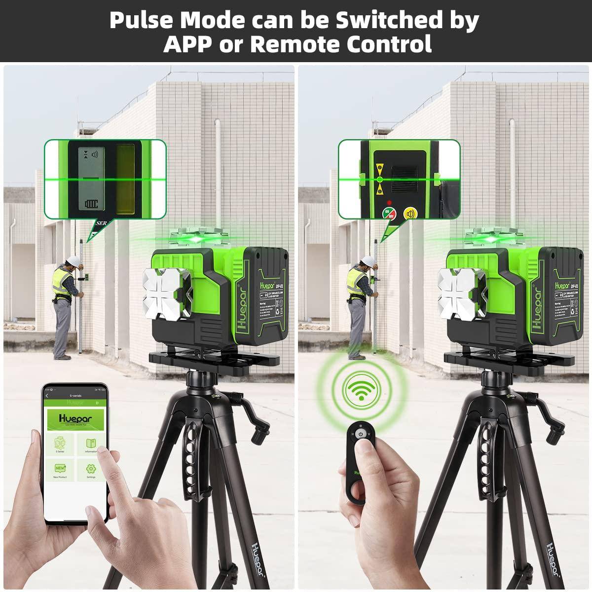 Huepar P04CG - 4x360° Laser Level Self Leveling 4D Green Beam Bluetooth Connectivity Laser Tool - HUEPAR UK