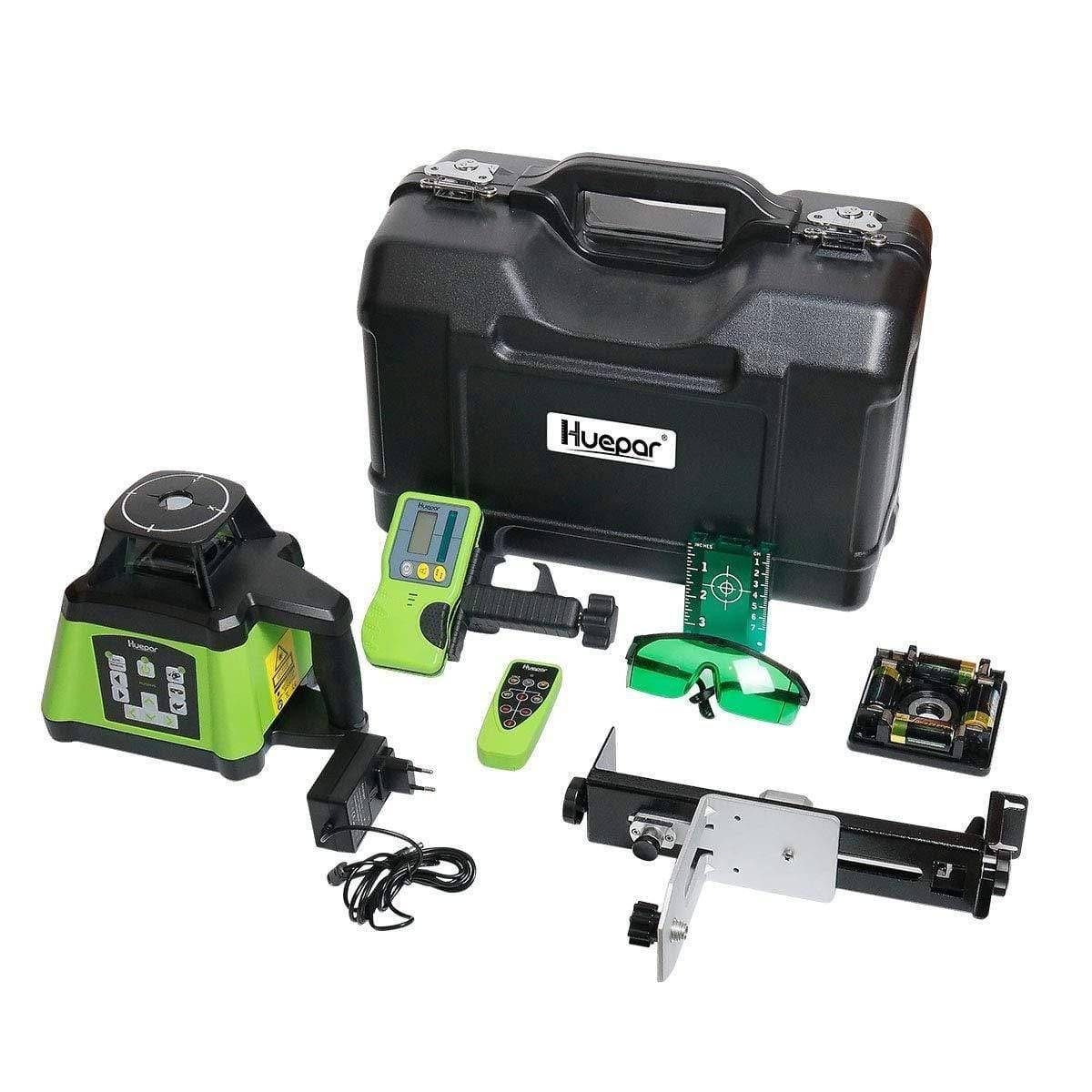 Huepar RL200HVG - Electronic Self-Leveling Green Rotary Laser Level + Plumb Points with Receiver - HUEPAR UK