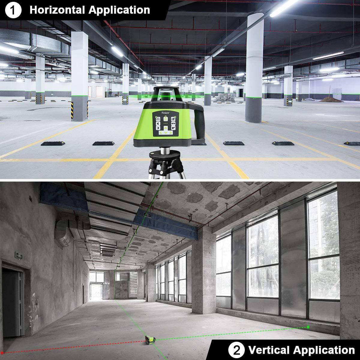 Huepar RL200HVG - Electronic Self-Leveling Green Rotary Laser Level + Plumb Points with Receiver - HUEPAR UK