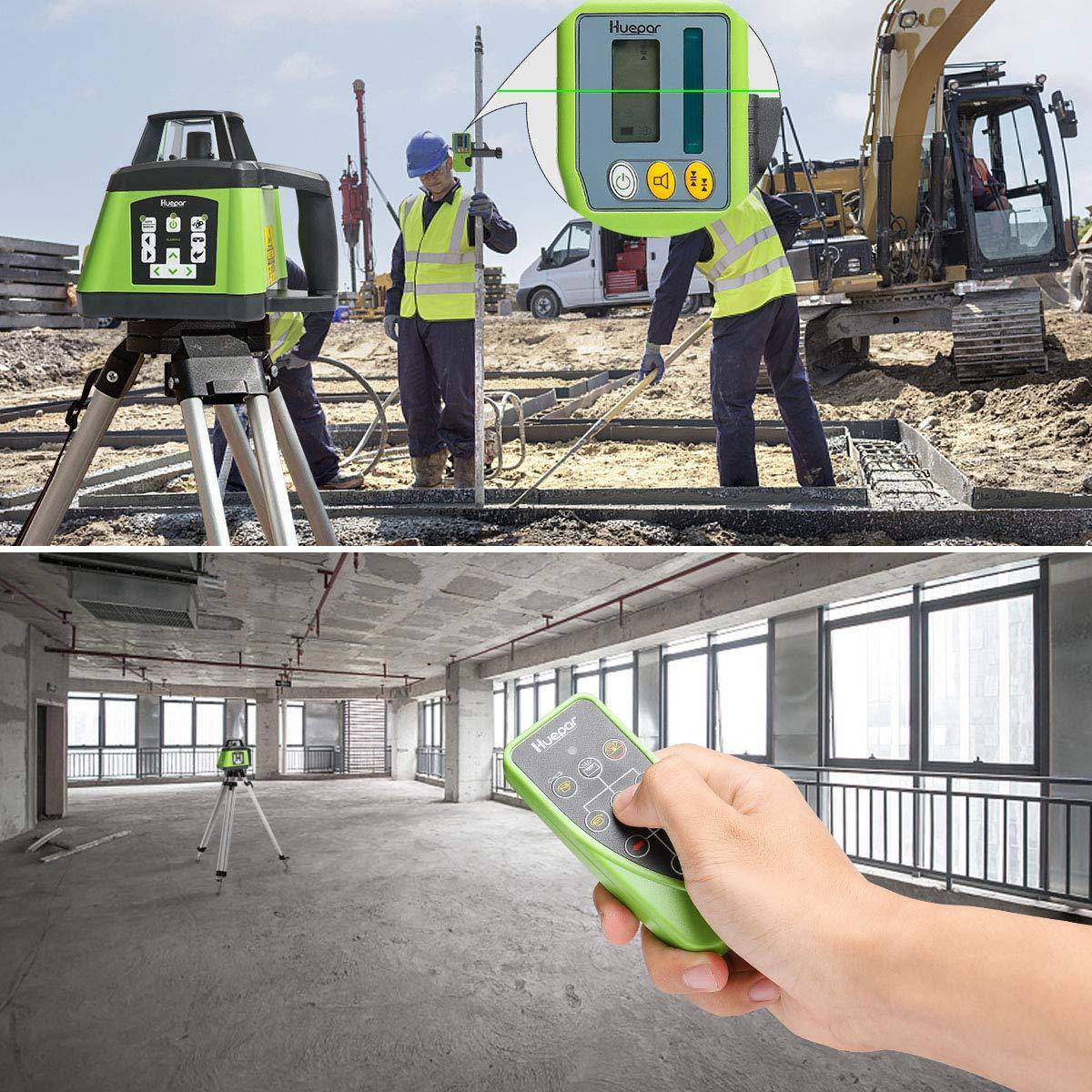 Huepar RL200HVG - Electronic Self-Leveling Green Rotary Laser Level + Plumb Points with Receiver - HUEPAR UK