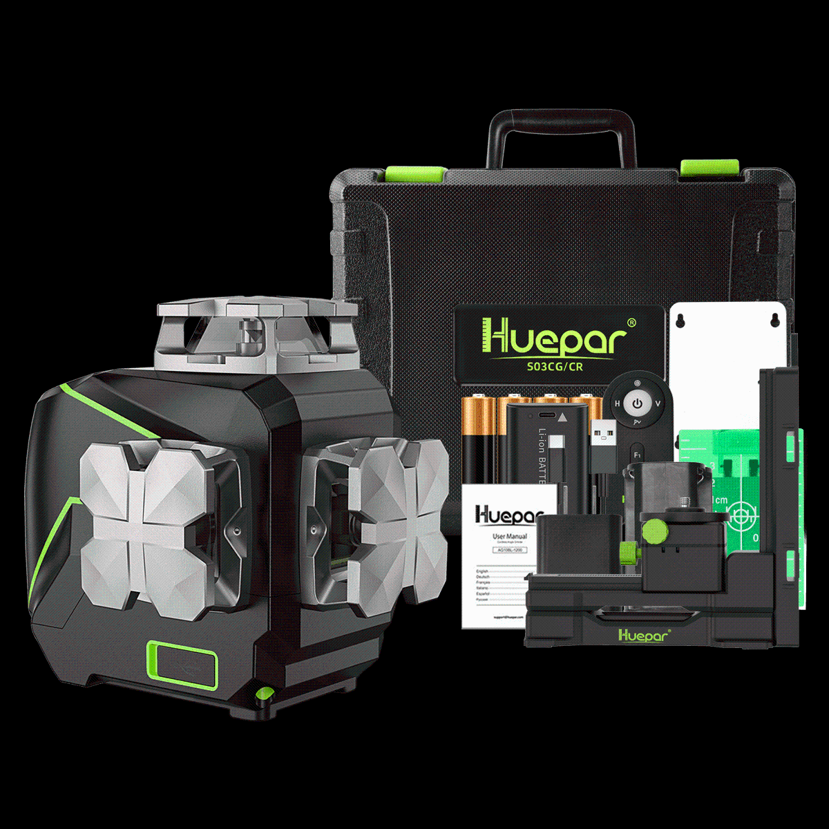 Huepar S03CG/S03DG - 12 Lines 3D Self-Leveling Laser Level with LCD Screen Bluetooth Connected - HUEPAR UK