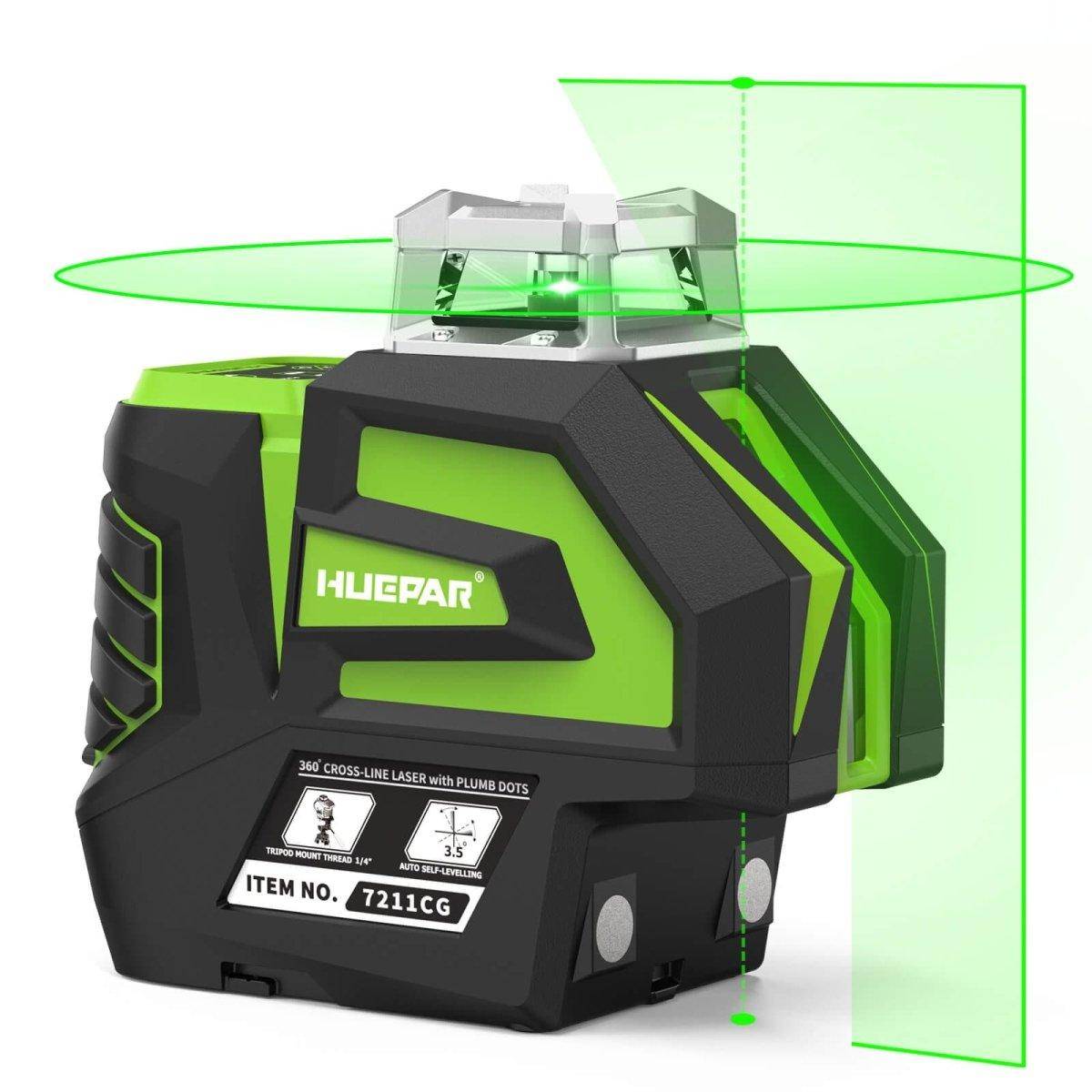 Huepar 7211CG - Self-Leveling Green Laser Level Cross Line with 2 Plumb Dots Laser Tool - HUEPAR UK