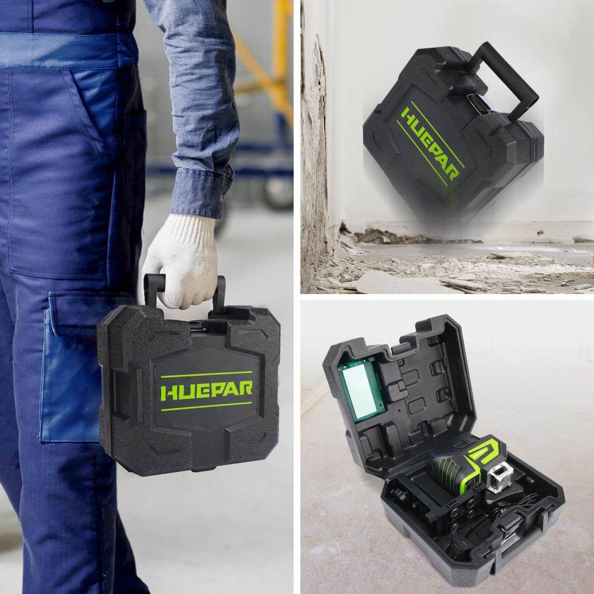 Huepar 7211CG - Self-Leveling Green Laser Level Cross Line with 2 Plumb Dots Laser Tool - HUEPAR UK