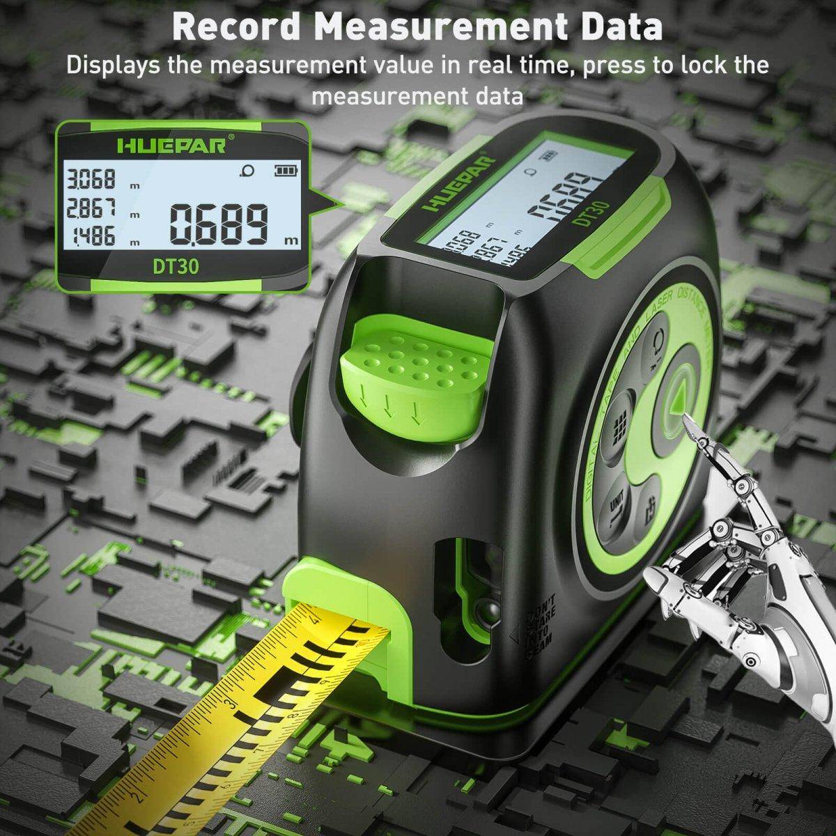 Huepar DT30 - 60M Laser Tape Measure - Digital Distance Meter - HUEPAR UK