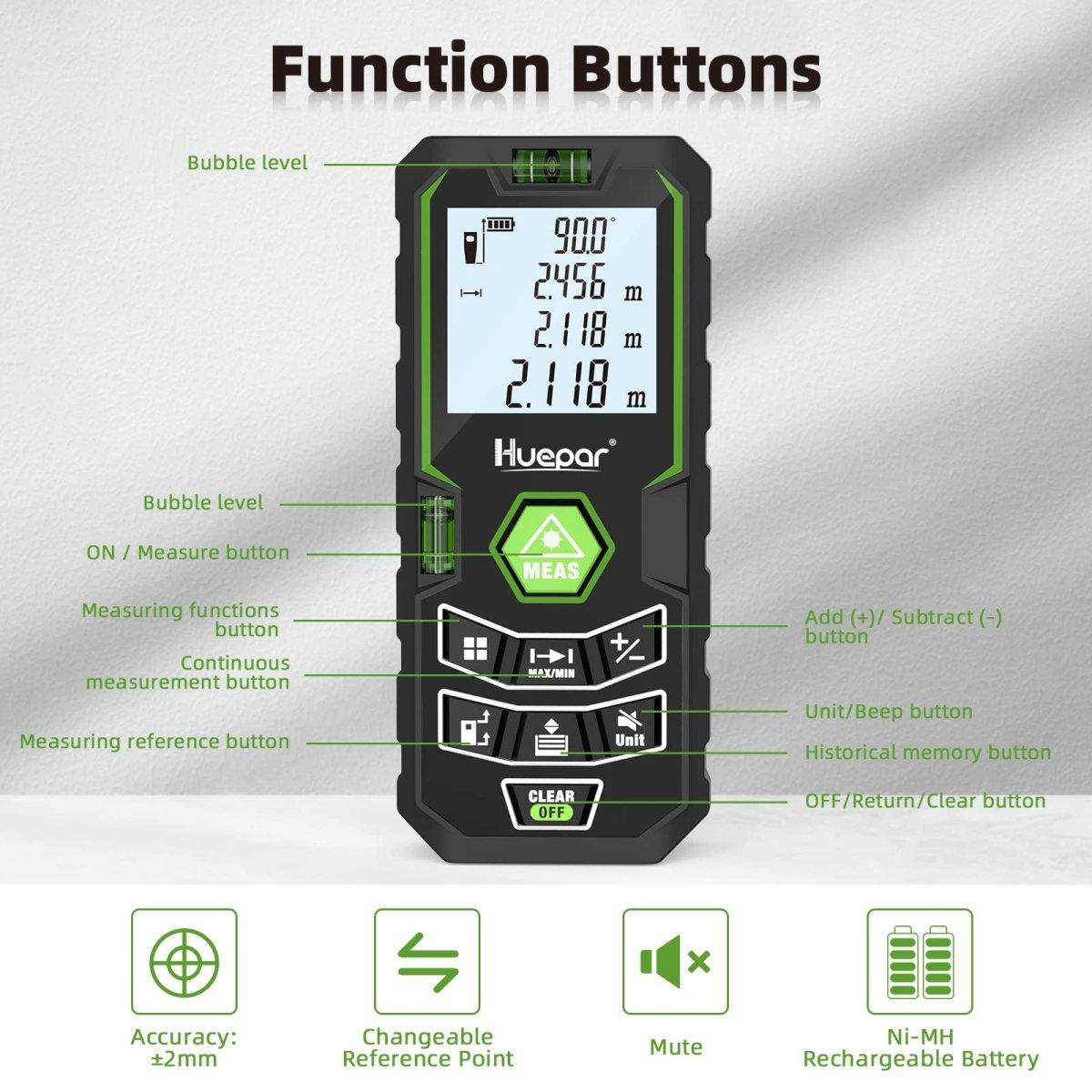 Huepar X6-LM50 - 50M Laser Distance Meter - HUEPAR UK