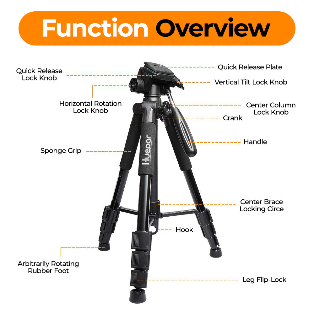 Huepar TPD14 - 143CM/4.69Ft Tripod Adjustable