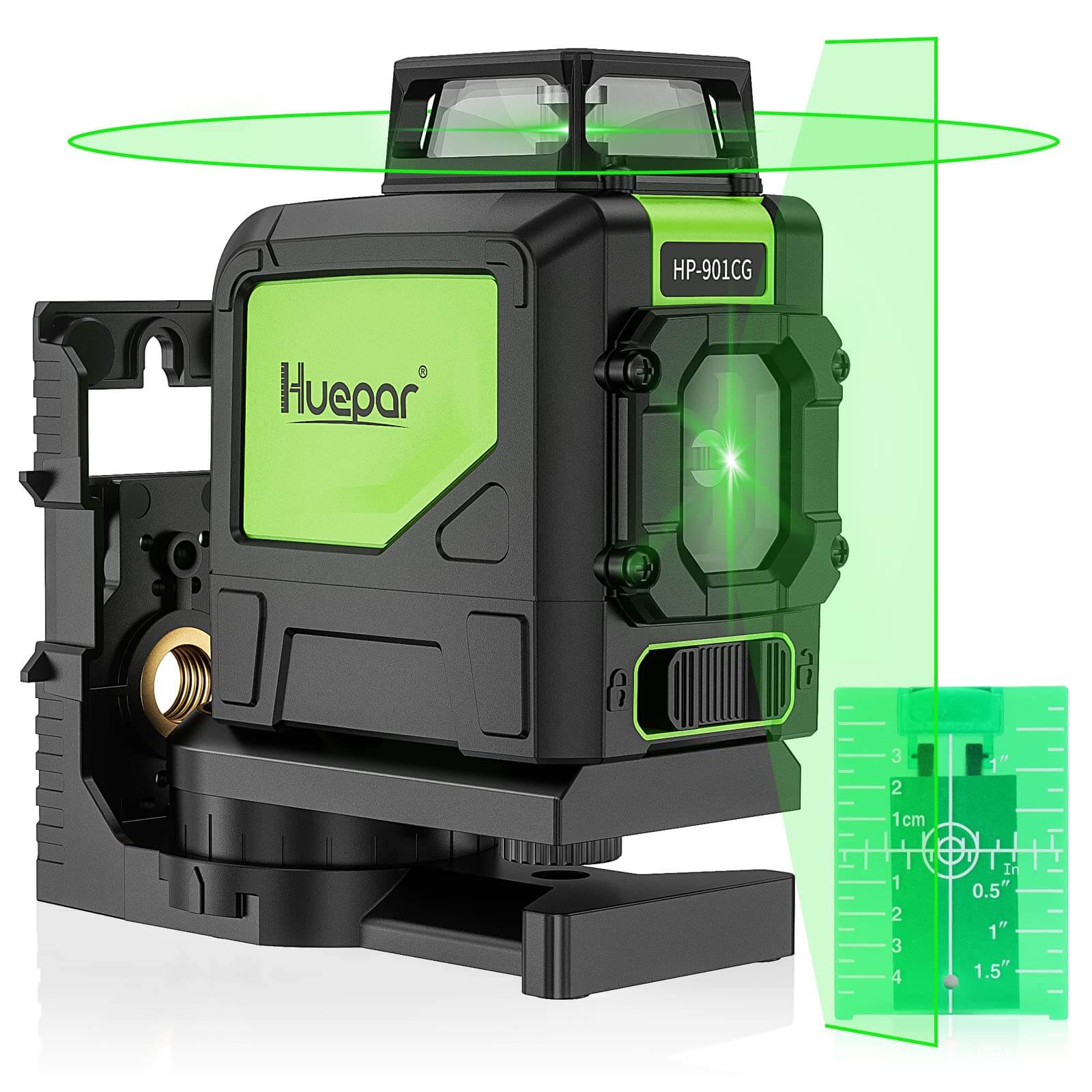 Huepar 901CG - 360 Green Beam Cross Line Self-Leveling Laser Level with Magnetic Pivoting Base