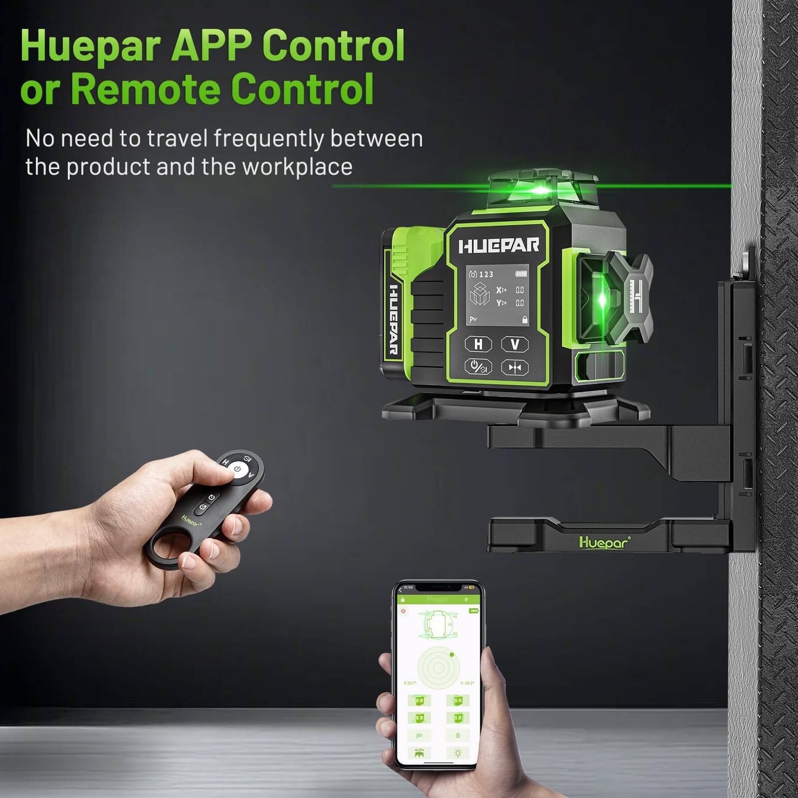 Huepar W03CG High Accuracy 3x360° Green Beam Laser Level HUEPAR UK
