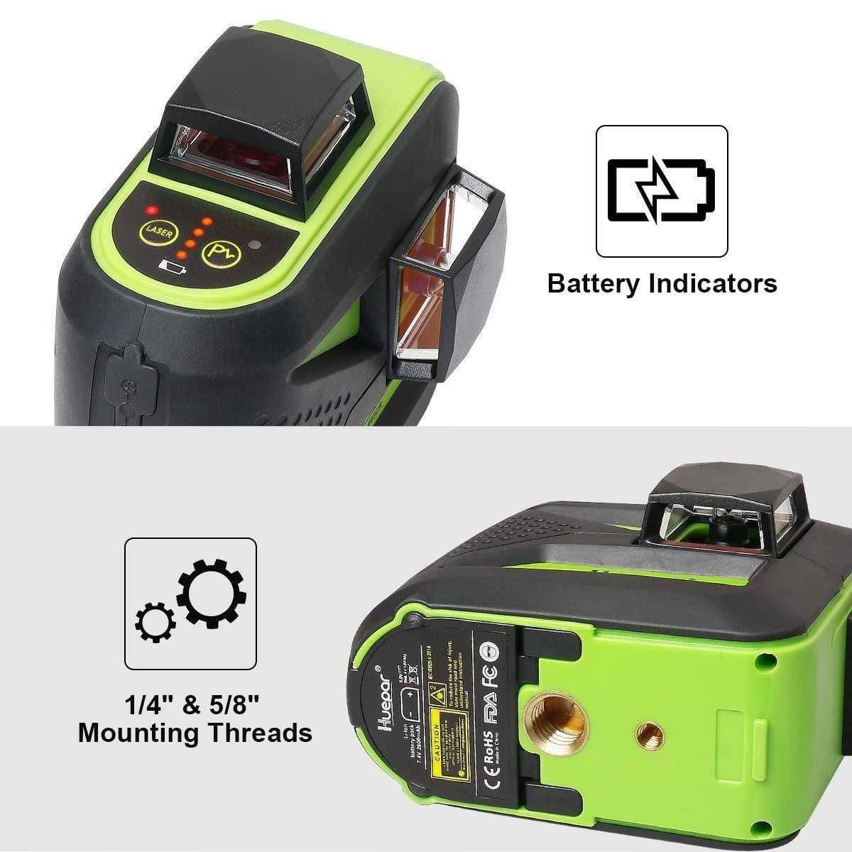 Huepar 602CG - 2D Cross Line Self-Leveling Laser Level - HUEPAR UK