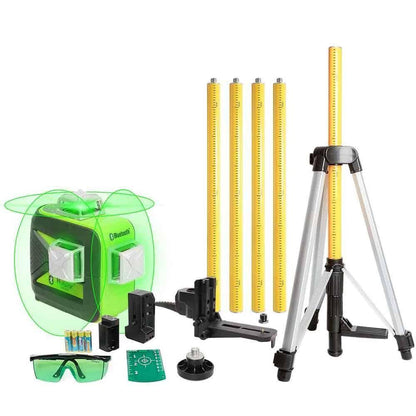 Huepar 603LP - 3X 360° Cross Line Self Leveling Laser Level Green with Bluetooth, Triple Power Supply - HUEPAR UK