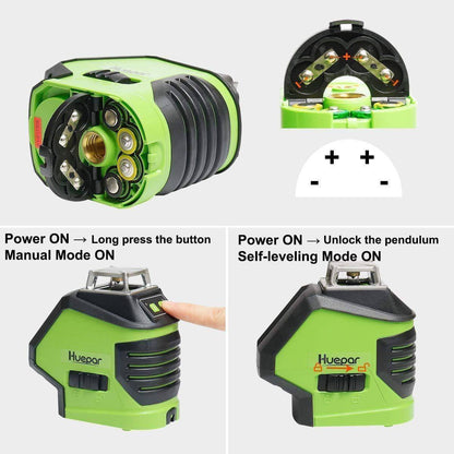 Huepar 621CG - Self-Leveling Green Laser Level Cross Line with 2 Plumb Dots Laser Tool - HUEPAR UK