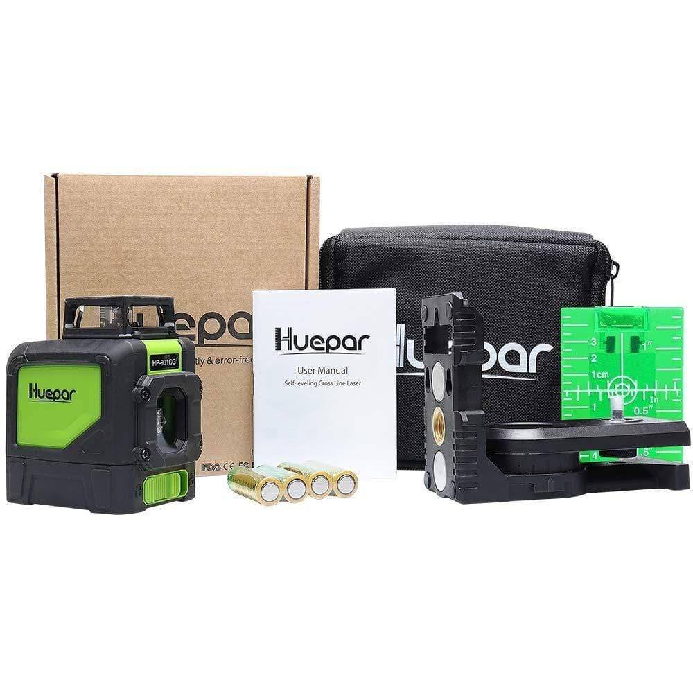 Huepar 901CG - 360 Green Beam Cross Line Self-Leveling Laser Level with Magnetic Pivoting Base - HUEPAR UK