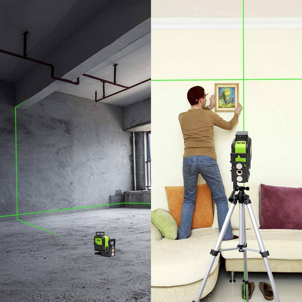 Huepar 3D Cross Line Laser Level Green Beam Self-leveling Laser Level Tools  for Tiles Floor with Remote Control and 360° Pivoting Magnetic Base 903DG 