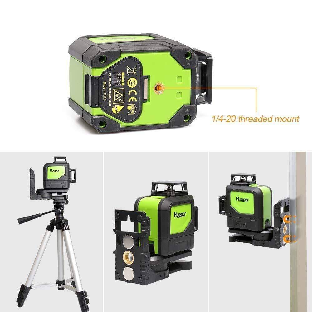 Huepar 902CG - Self-Leveling 360-Degree Cross Line Laser Level with Pulse Mode and Magnetic Pivoting Base - HUEPAR UK