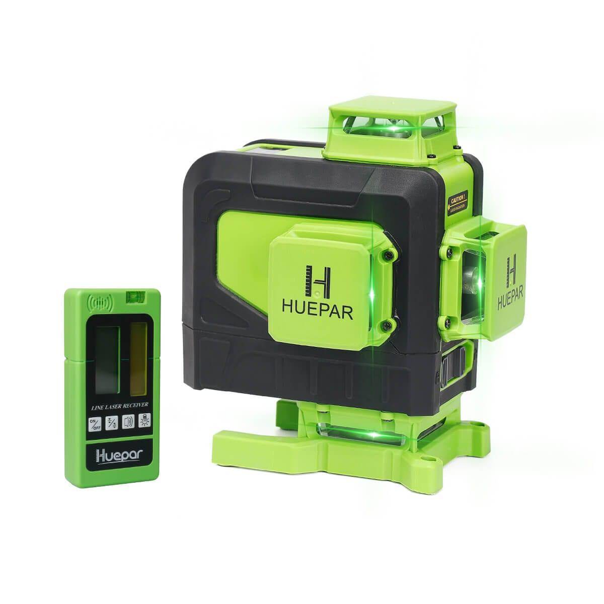 Huepar 904DG - 4x360° Green Cross Line Floor Laser Tool with Remote Control & magnetic Bracket - HUEPAR UK