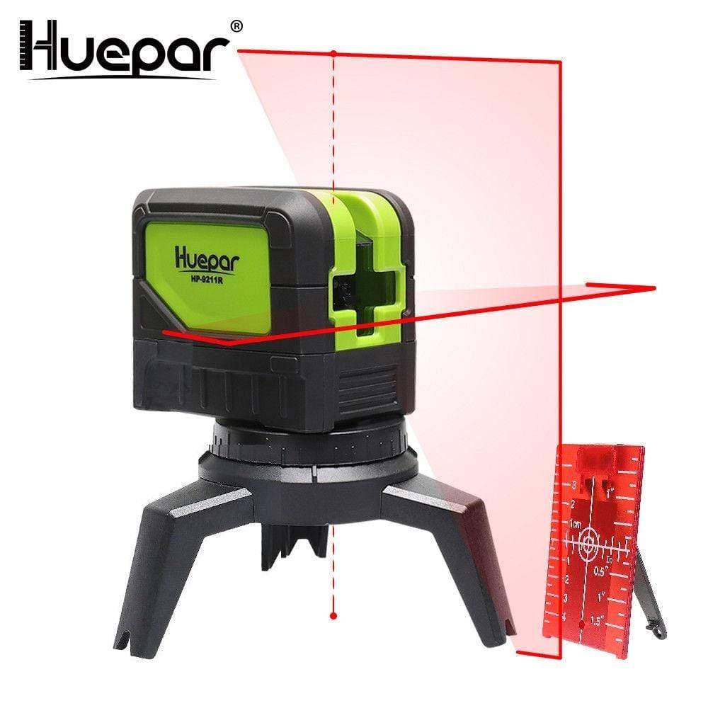 Huepar 9211R - Red Beam Cross Line Self Leveling Laser Level with 2 Plumb Dots - HUEPAR UK
