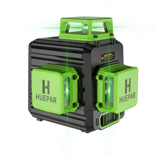 Huepar B03CG Pro - 3 x 360° Green Beam Cross Line Self-leveling Laser Level with Hard Carry Case - HUEPAR UK