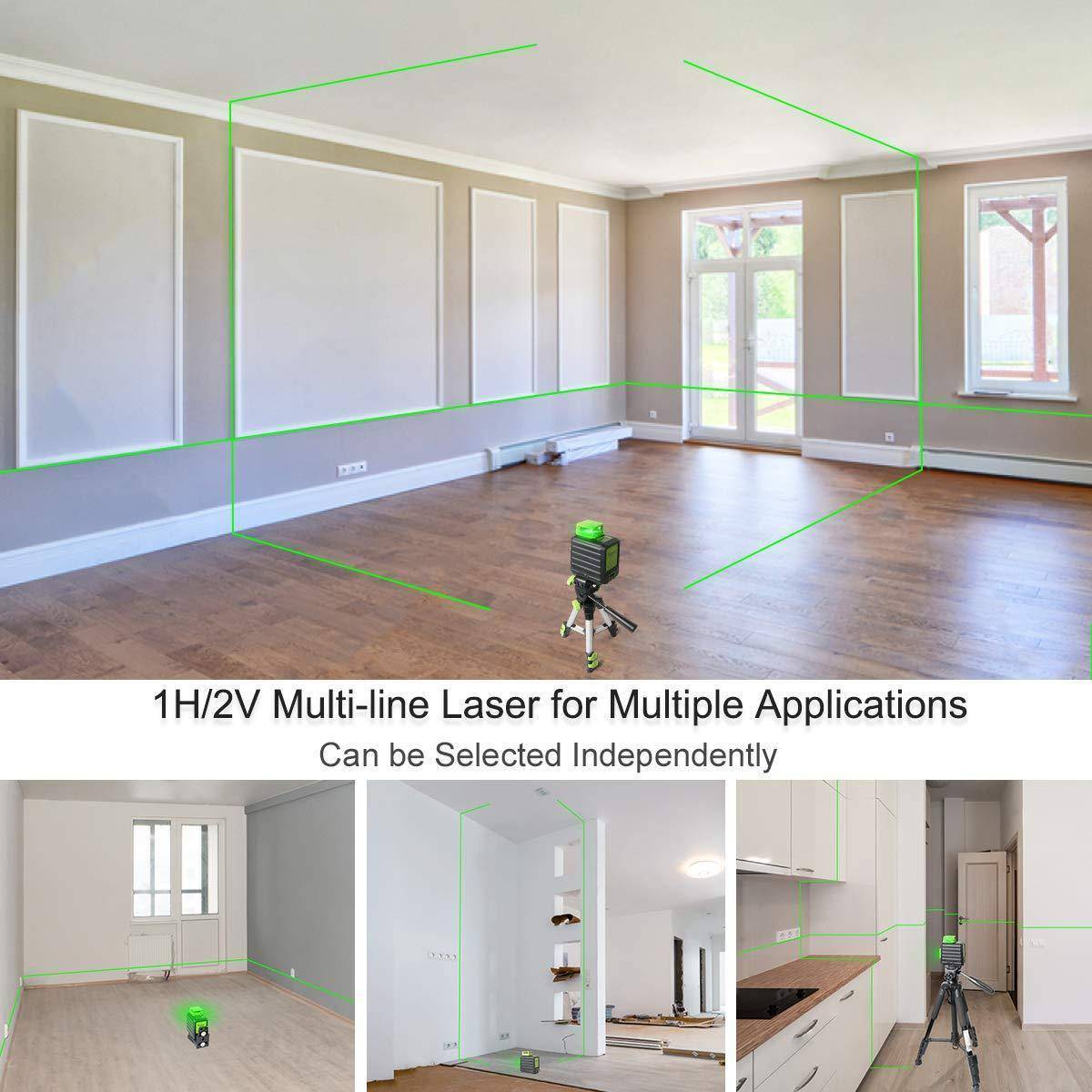 Huepar B21CG - Green 360° Horizontal and Two Vertical Lines Cross Line Laser Level with Hard Carry Case - HUEPAR UK