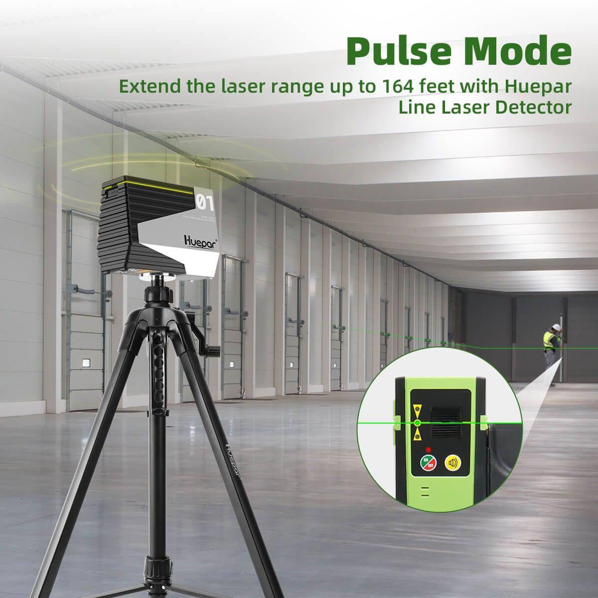 Huepar E011G - Green Beam Cross Line Self-leveling Laser Levels Tool with Motion Sensor & Li-ion Battery - HUEPAR UK