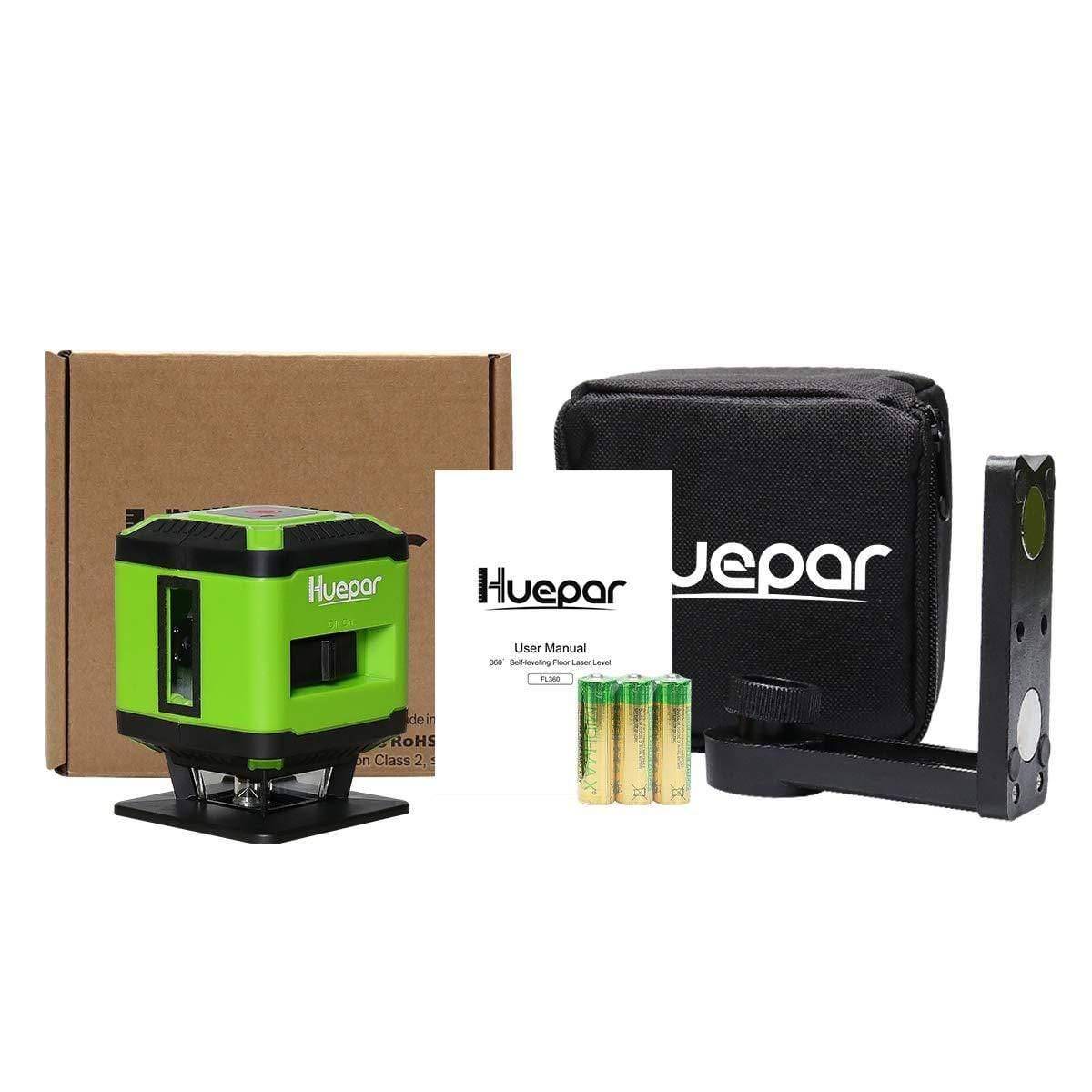 Huepar FL360G - Tiling Floor Laser Level 360 Degree Green Beam Floor Laser Level Tools Installation with Magnetic Bracket - HUEPAR UK