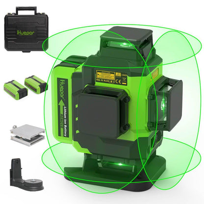 Huepar LS04CG - Self-leveling 4x360 Green Cross Line Floor Laser Tool with Remote Control - HUEPAR UK