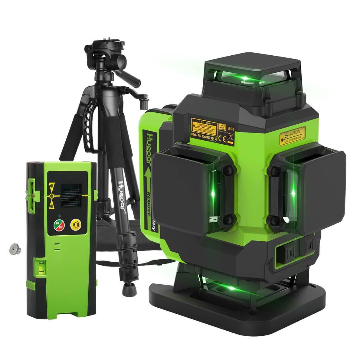 Huepar LS04CG - Self-leveling 4x360 Green Cross Line Floor Laser Tool with Remote Control - HUEPAR UK