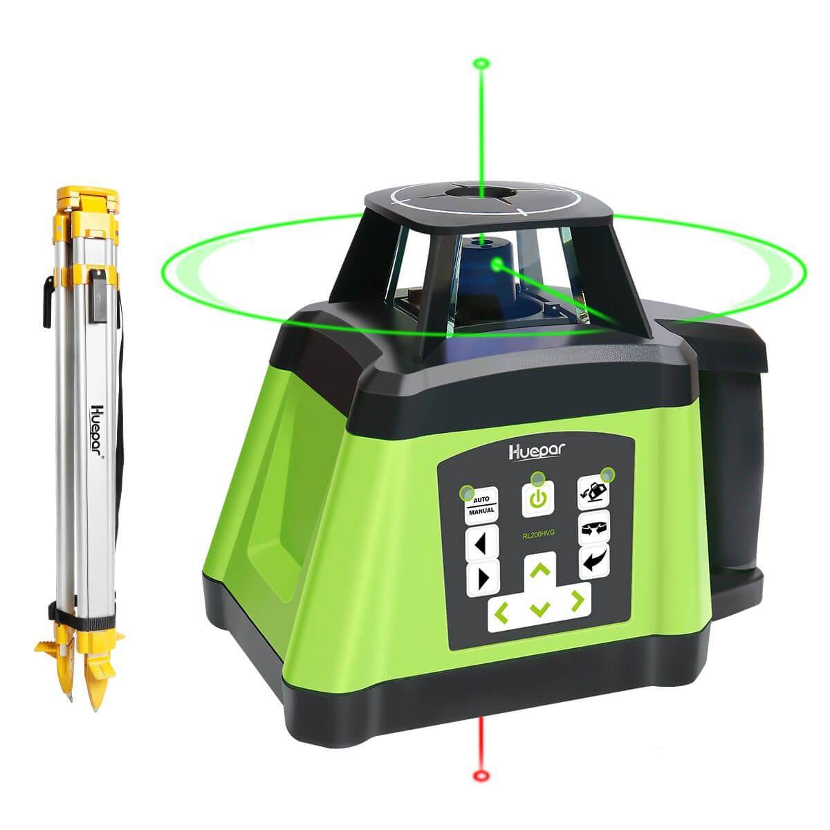 Huepar RL200HVG - Electronic Self-Leveling Green Rotary Laser Level + Plumb Points with Receiver - HUEPAR UK