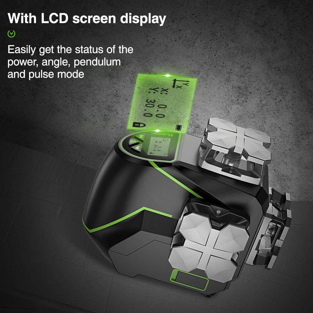 Huepar S03CG/S03DG - 12 Lines 3D Self-Leveling Laser Level with LCD Screen Bluetooth Connected - HUEPAR UK