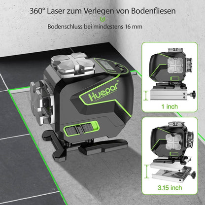 Huepar S03DG - 12 Lines 3D Self-Leveling Laser Level with LCD Screen Bluetooth Connected - HUEPAR US