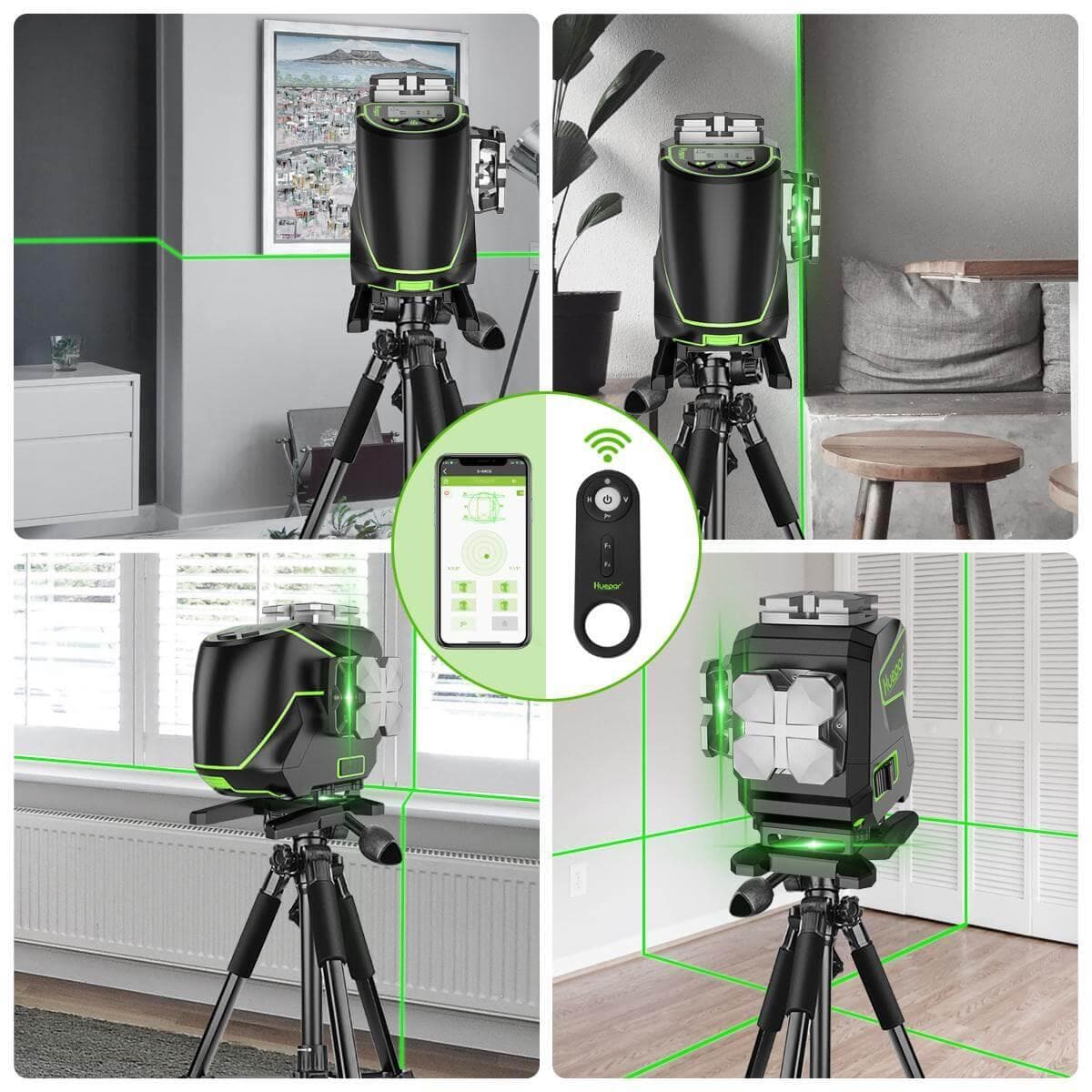 Huepar S03DG - 12 Lines 3D Self-Leveling Laser Level with LCD Screen Bluetooth Connected - HUEPAR US