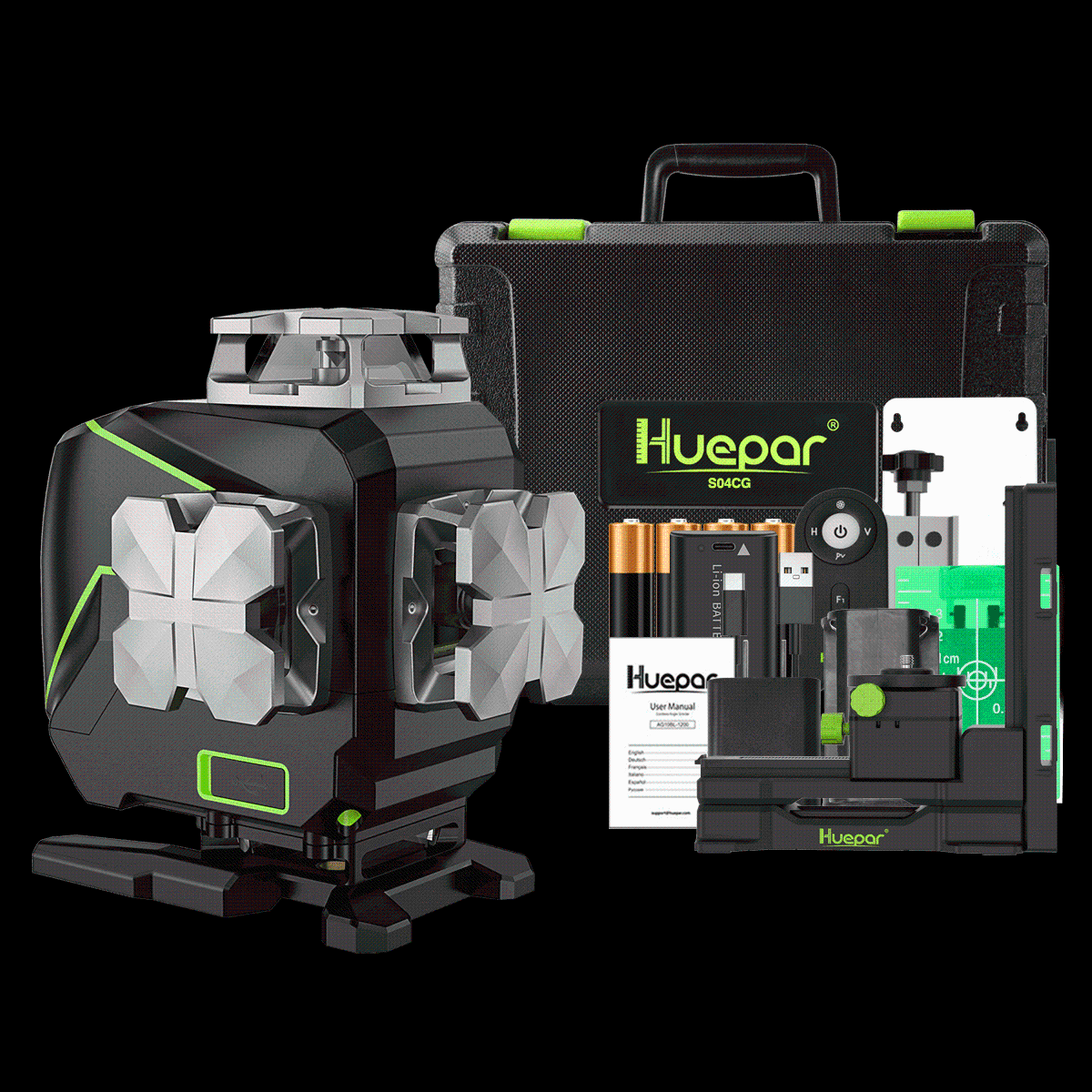 Huepar S04CG - 16 Lines Self-Leveling LCD Screen Laser Level - HUEPAR UK