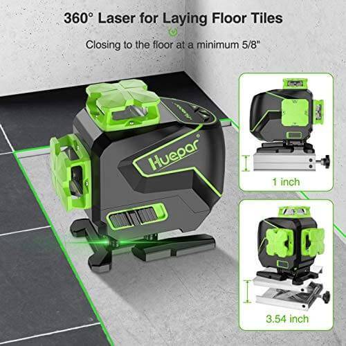 Huepar S04CG-L - 4 x 360° Self-Leveling Laser Cross Line Laser Tiling Floor Laser Tool - HUEPAR UK