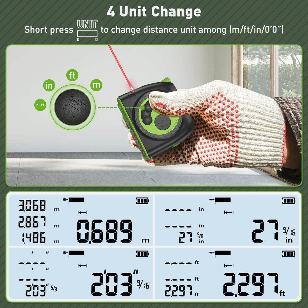 Huepar DT30 - 60M Laser Tape Measure - Digital Distance Meter - HUEPAR UK