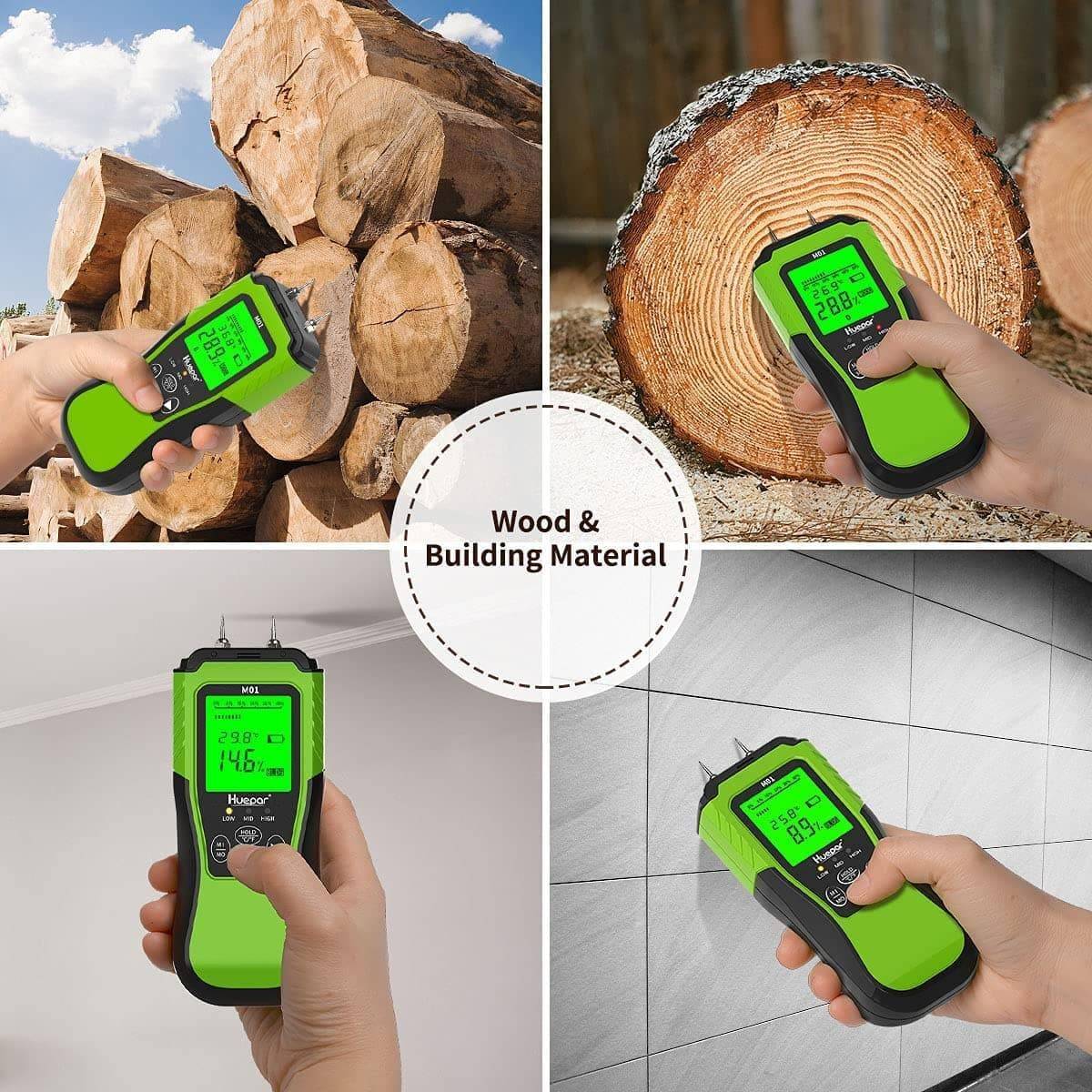 Huepar M01 - Digital Wood Moisture Detector - HUEPAR US